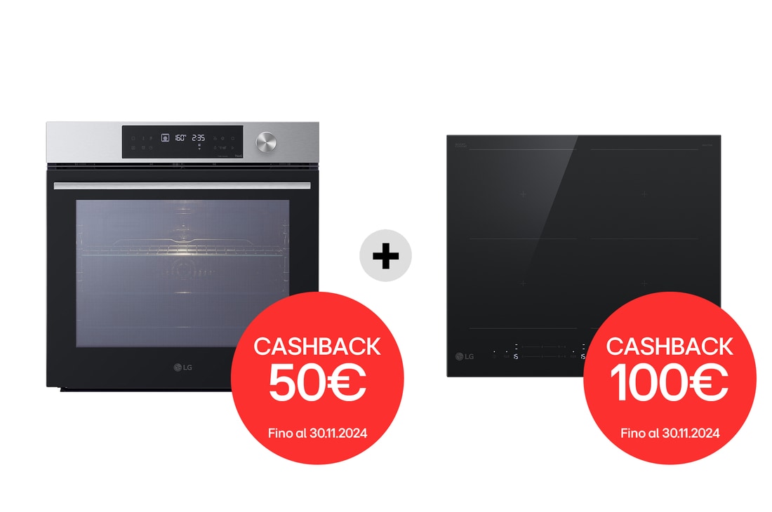 LG Offerta Kit: Forno InstaView 76L Classe A+ e Piano induzione 60cm, Potenza 2,5 ~ 7,4kW, WSED7612S.CBIZ7