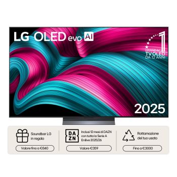Foto frontale del TV LG OLED evo AI C5 4K 65 pollici