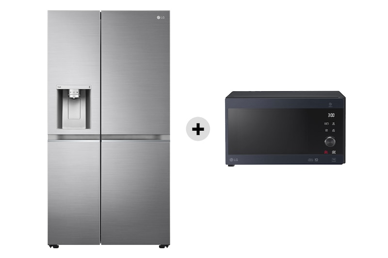 Vista frontale di Offerta Kit Esclusivo: Frigorifero Side-by-Side | Classe D, 635L + Microonde NeoChef 25 litri, potenza 1000W GSLV90PZAD.MH6565