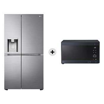 Vista frontale di Offerta Kit Esclusivo: Frigorifero Side-by-Side | Classe D, 635L + Microonde NeoChef 25 litri, potenza 1000W GSLV90PZAD.MH6565