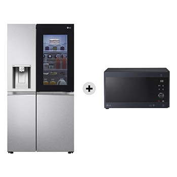 Vista frontale di Offerta Kit Esclusivo: Frigorifero Side-by-Side InstaView Door-in-Door | Classe E, 635L + Microonde NeoChef 25 litri, potenza 1000W GSXV90MBAE.MH6565