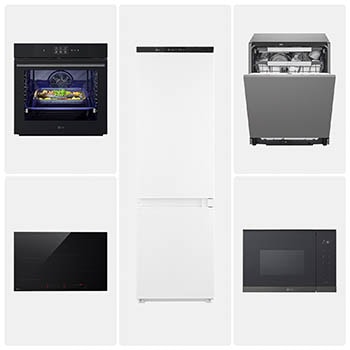 Vista frontale di Offerta Kit Esclusivo: Forno 100% vapore InstaView + Microonde da incasso + Piano cottura induzione 80cm + Lavastoviglie a scomparsa totale + Frigorifero da incasso KITCUCINA.2