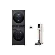 Vista frontale di Offerta Kit Esclusivo: WashTower Colonna Bucato 12/10kg AI DD | Classe A-10% / C + CordZero™ All-in-One A9T | Aspirapolvere Kompressor™ 260 W WT1210BBF.PRIME1C