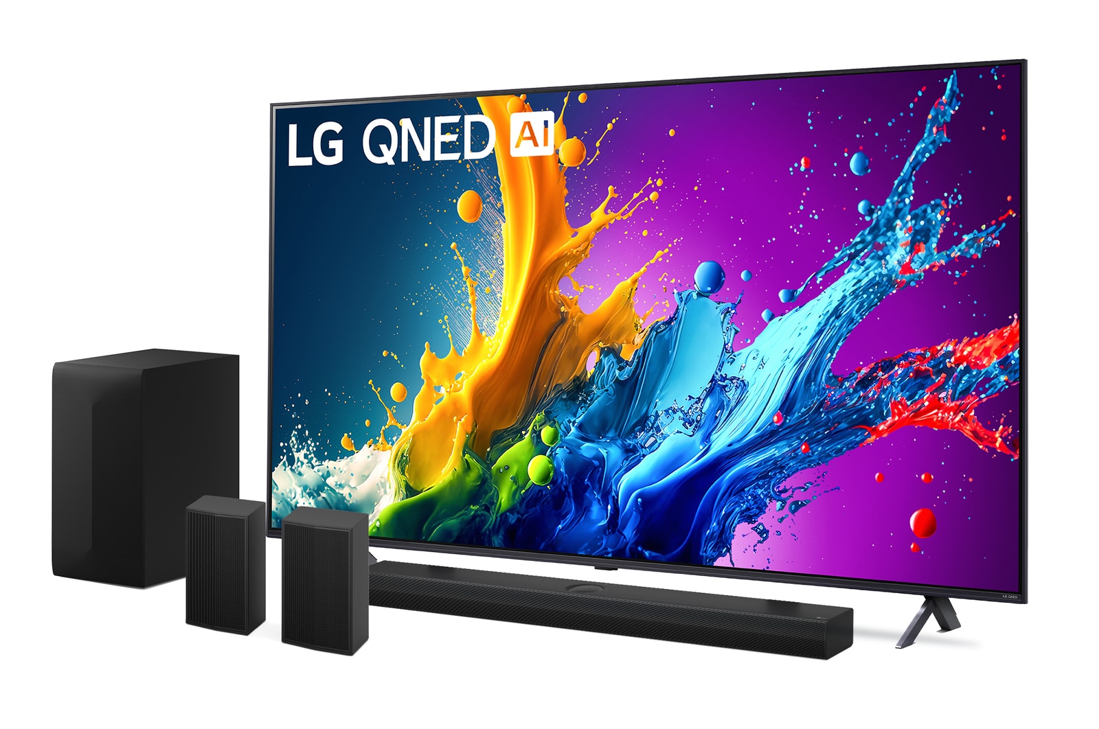 Foto frontale TV e Soundbar 75QNED80T6A.S70TR