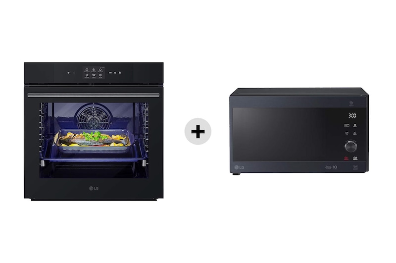 Vista frontale di Offerta Kit: Forno 100% vapore InstaView 76L Classe A++ e Microonde NeoChef 25 litri 1000W WSED7667M.MH6565