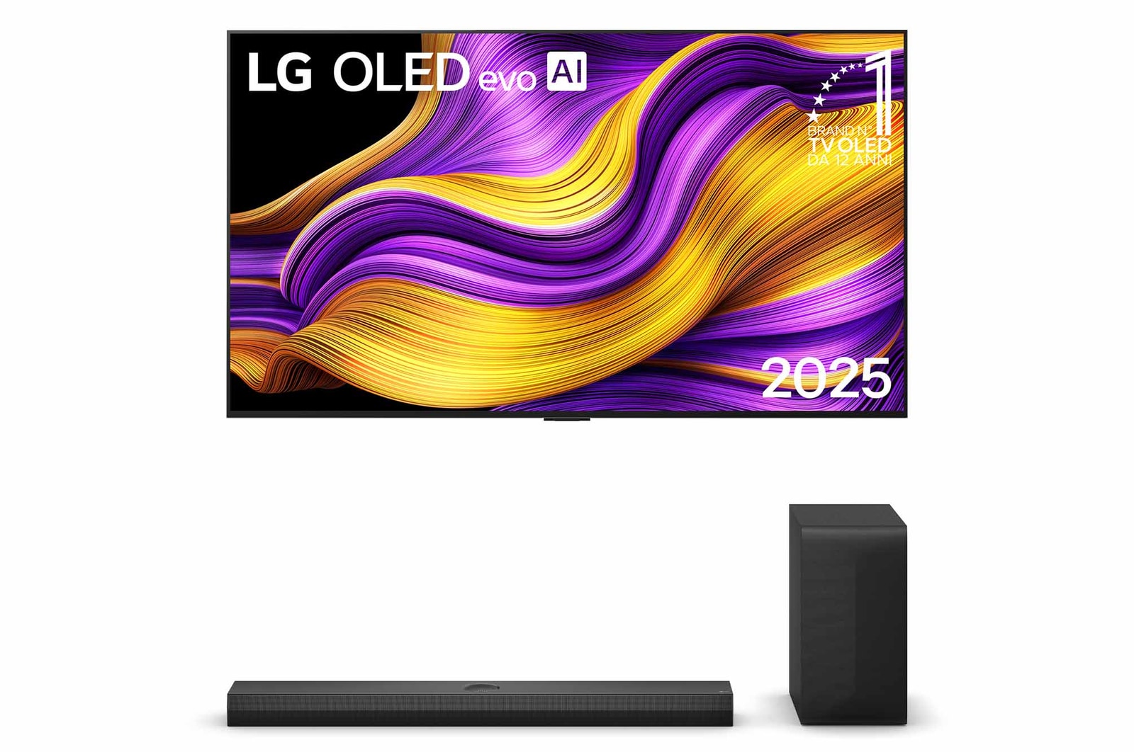 Foto frontale kit esclusivo TV e Soundbar OLED55G54.S70TY