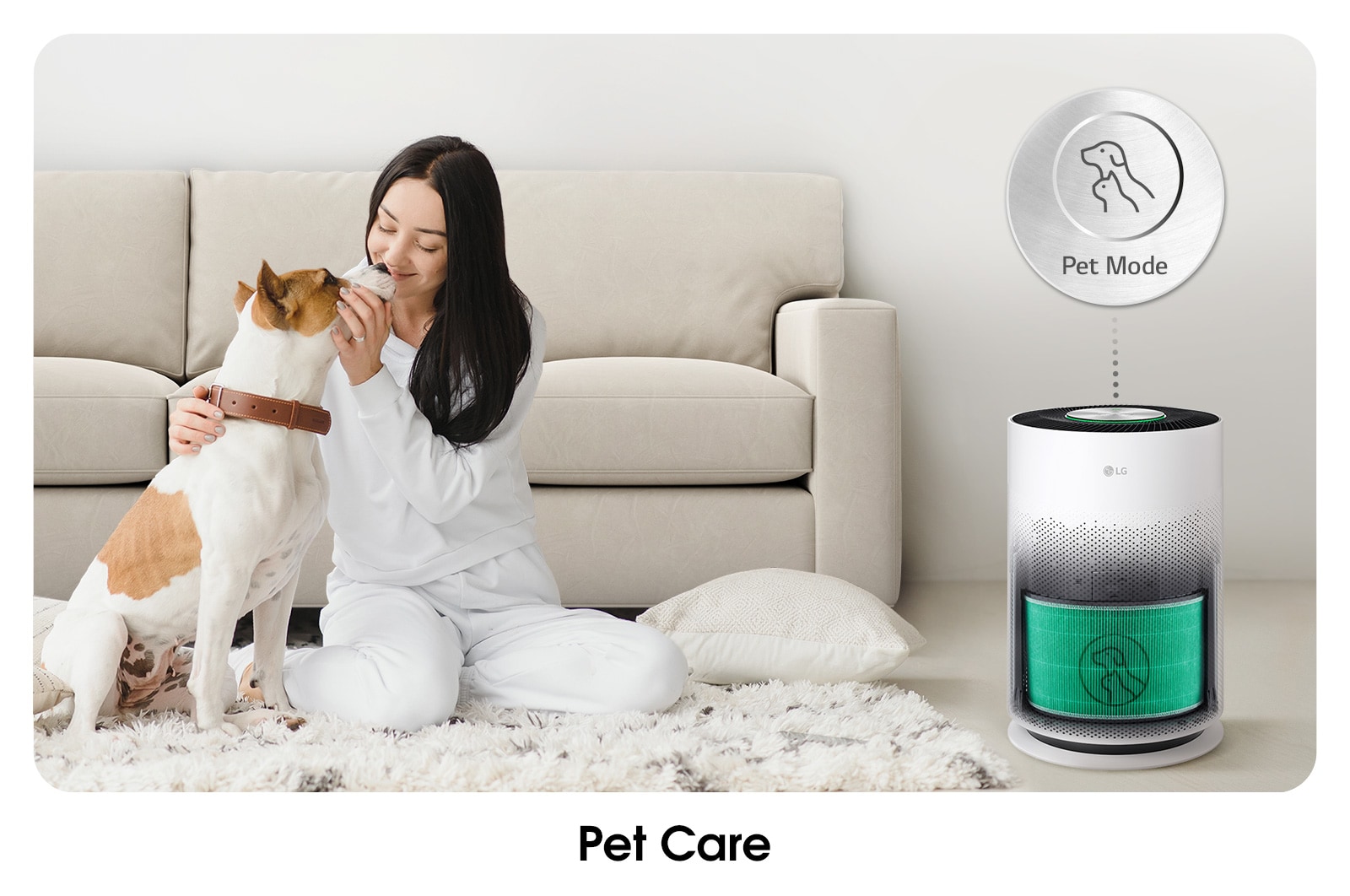 LG 空気清浄ライト付：PuriCare Pet Hit ペットモード搭載空気清浄機, AS607HWT0