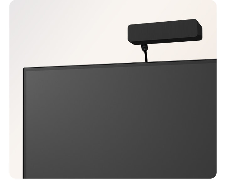 取り外し可能補正センサーがモニターに取り付けられ、自動的にセンサーを下げて正確な医用画像ディスプレイのために画面を補正数様子を示すビデオ。