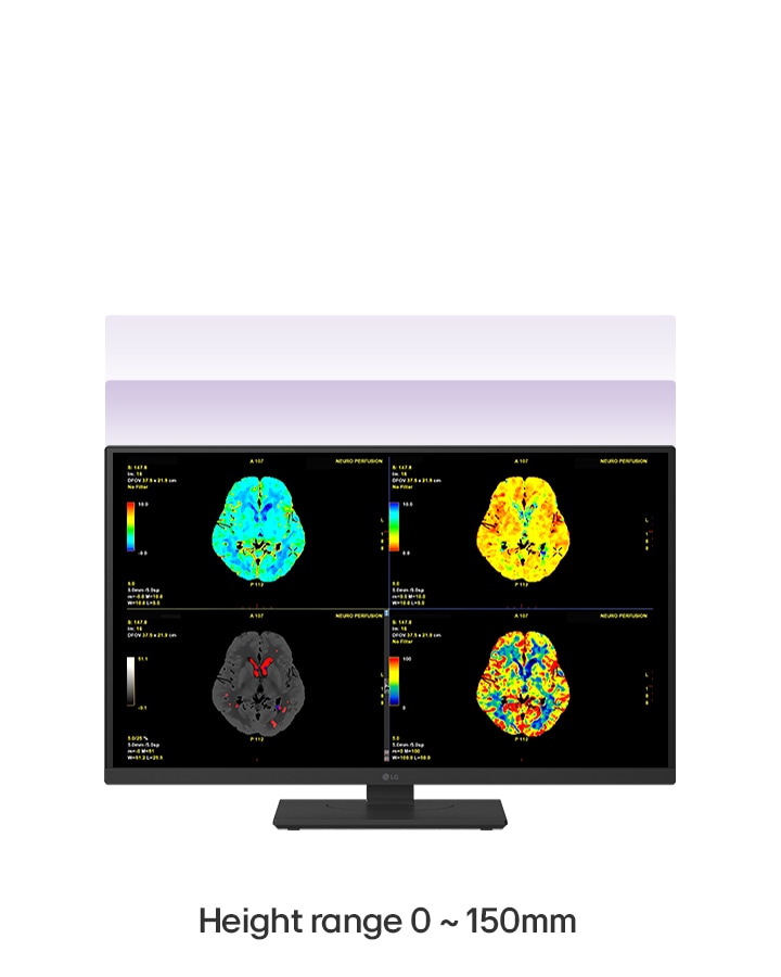 27HS713Cの人間工学に基づく調整について示す動画。高さ(0–150mm)、回転(±45°)、軸(双方向)、傾き(-5°~25°)