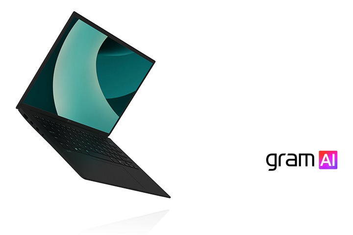 超軽量のデザインを強調する、LG gramノートパソコンの画像。右側には 「体験したことのない軽やかさ」と
