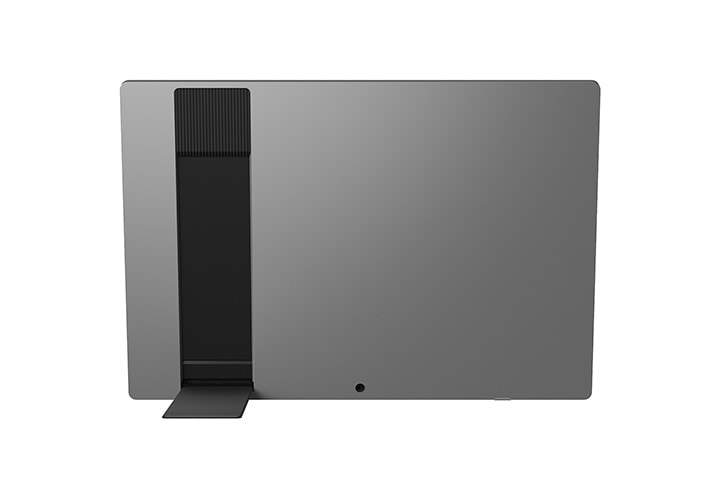 このアニメーションは、LG gram +viewの背面、キックスタンド使用時の様子、LG gram +viewの正面、垂直使用時のLG gram +viewを連続表示しています。