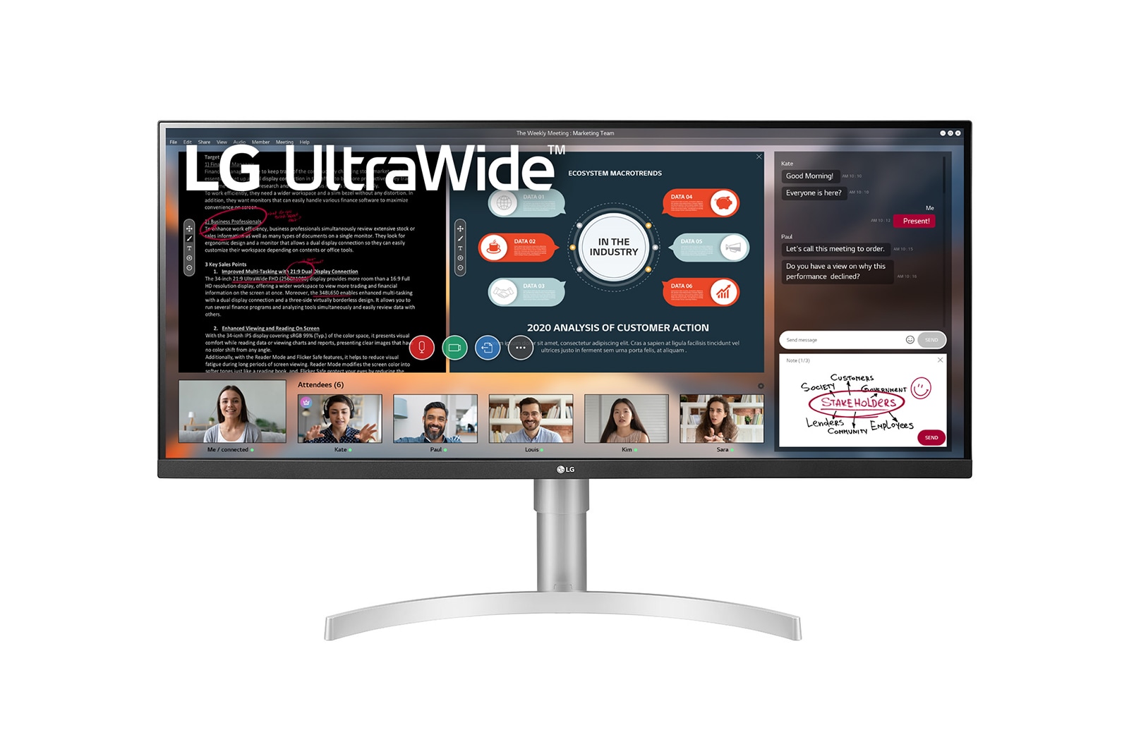 LG 34インチ 21:9ウルトラワイドモニター, 34WN650-W