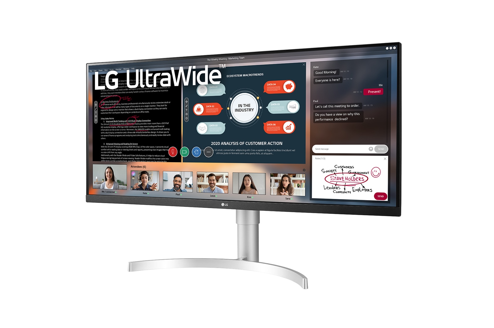 LG 34インチ 21:9ウルトラワイドモニター, 34WN650-W