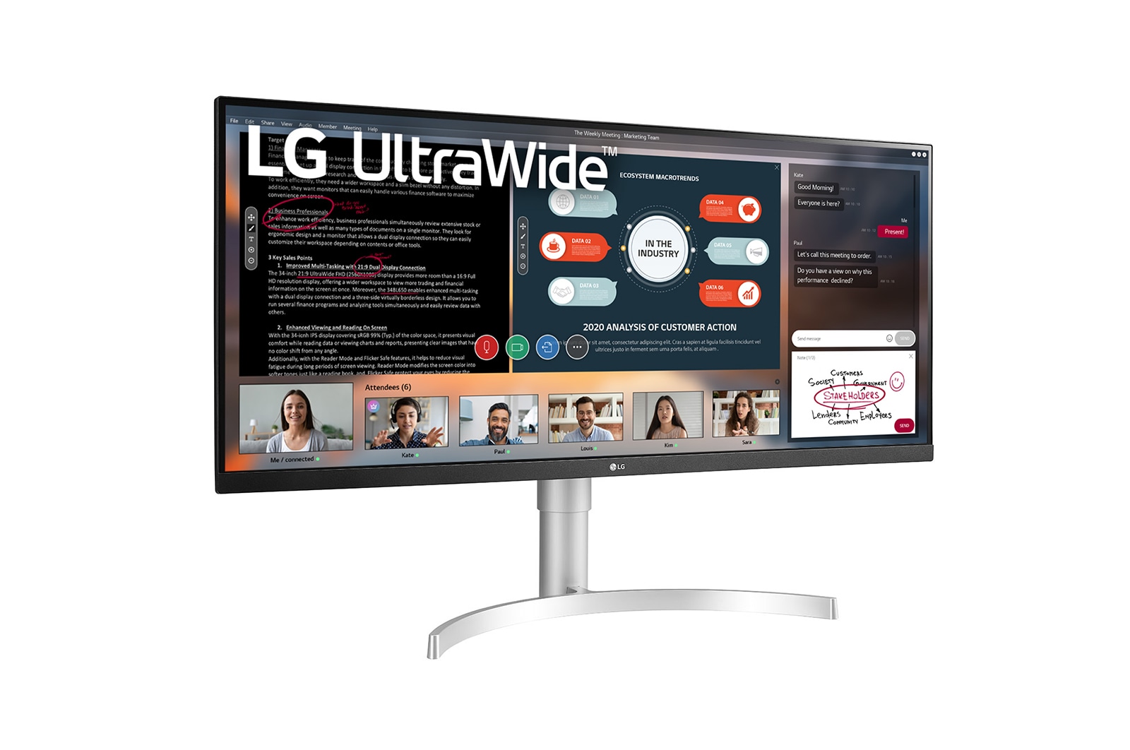 LG 34インチ 21:9ウルトラワイドモニター, 34WN650-W