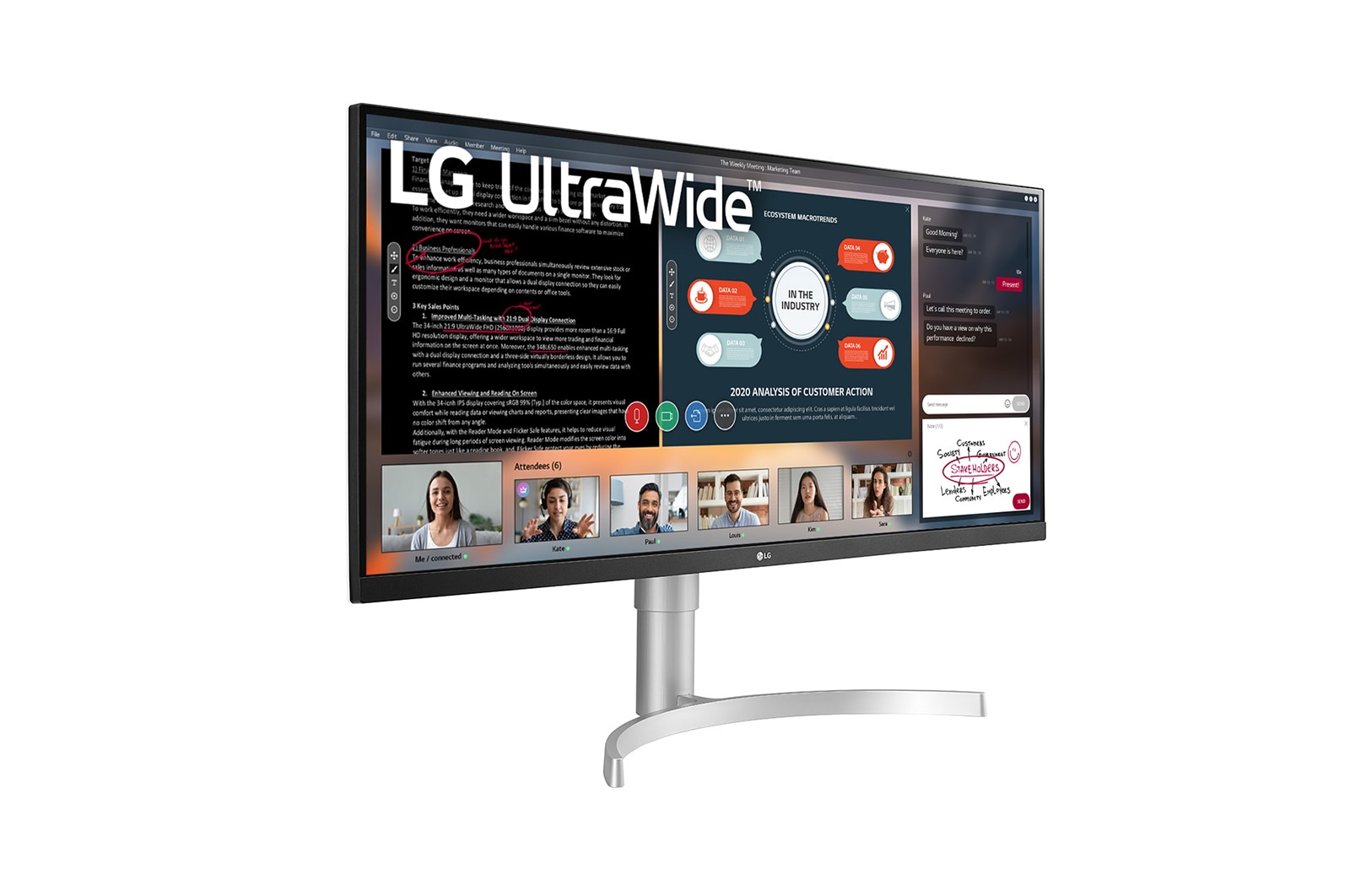 LG 34インチ 21:9ウルトラワイドモニター, 34WN650-W