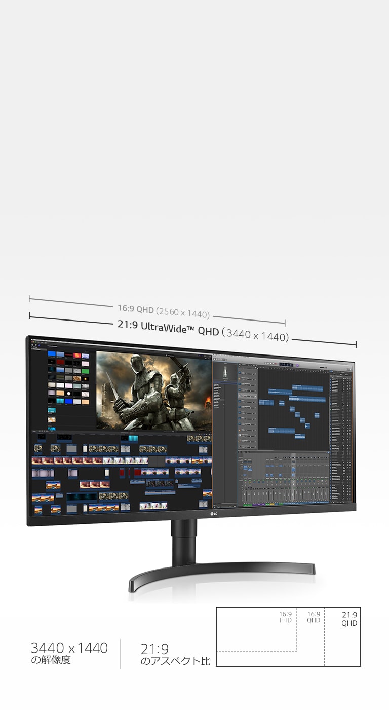 34インチ UltraWide™ QHD (3440 x 1440) IPSモニター