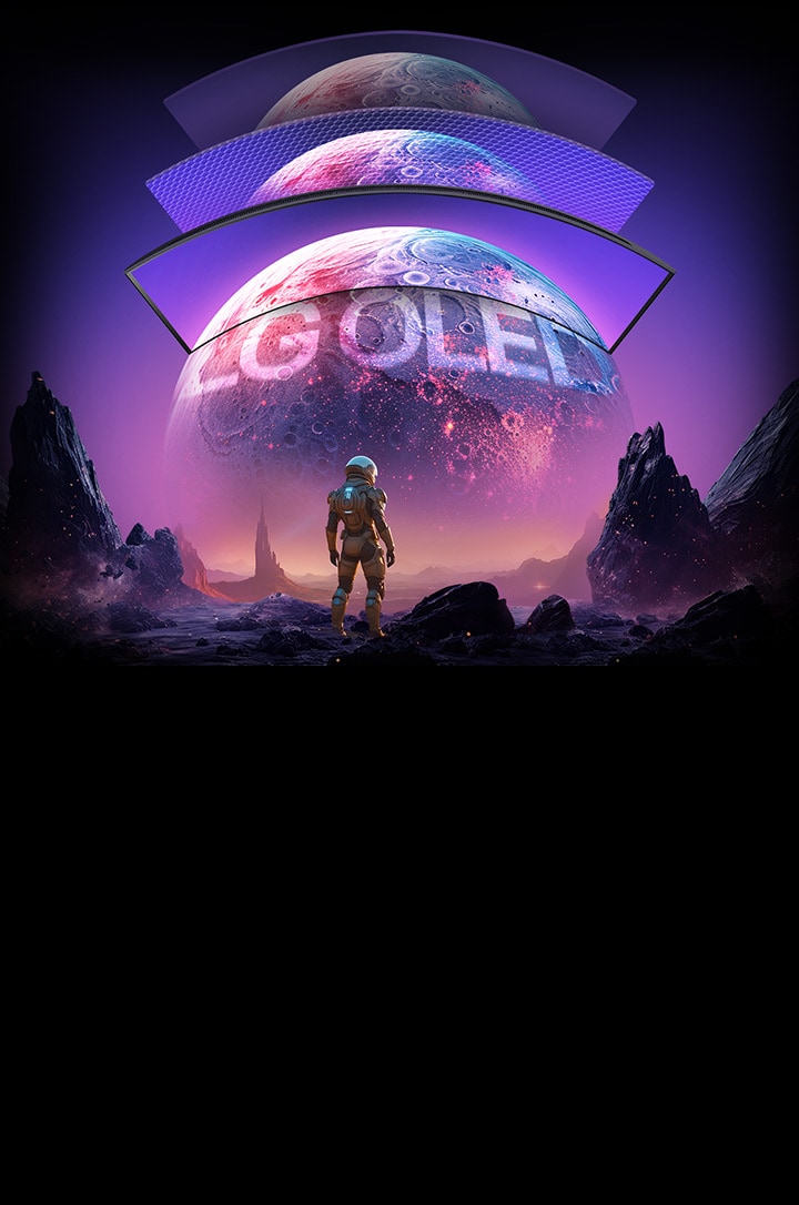 惑星の画像がLG OLEDモニターではより明るくクリアに表示されている。