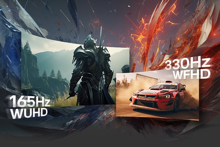 165Hz WQHDと330Hz WFHDを表示するナイト。