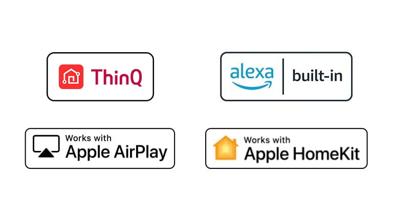 ThinQ AI と互換性のあるアプリケーションのロゴを示しています。