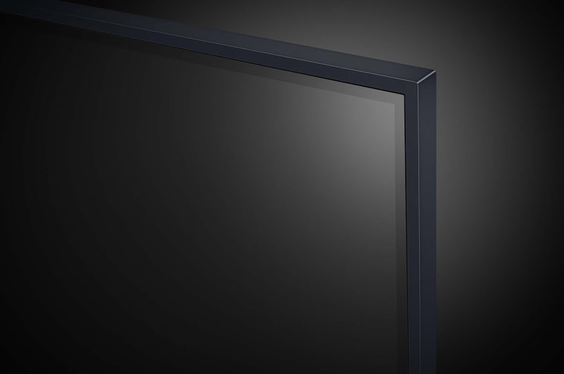LG QNED TV、QNED85の上隅のクローズアップ画像