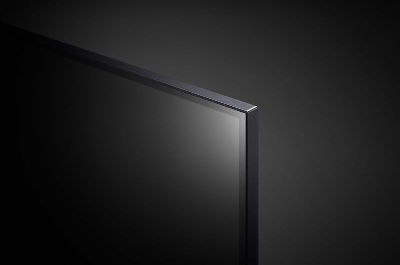 LG QNED TV、QNED90の上隅のクローズアップ画像