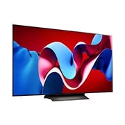 Вид справа и сбоку под небольшим углом на телевизор LG OLED evo, OLED C4