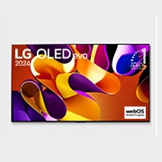 Вид спереди на телевизор LG OLED evo, OLED G4, эмблема «OLED №1 в течение 11 лет» на экране