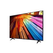 Вид слева под небольшим углом на телевизор LG UHD, UT80