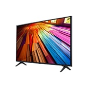 Вид слева под небольшим углом на телевизор LG UHD, UT80