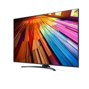 Вид слева под небольшим углом на телевизор LG UHD, UT81