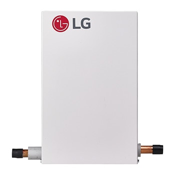 Air Handling Unit PRLK396A0 от LG имеет удлиненную прямоугольную форму белого цвета с логотипом LG вверху и двумя вентиляционными отверстиями с каждой стороны.