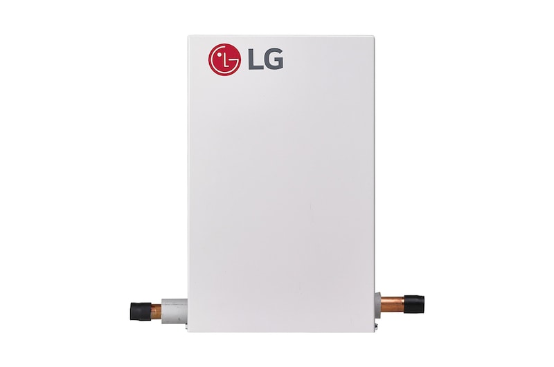 Air Handling Unit PRLK396A0 от LG имеет удлиненную прямоугольную форму белого цвета с логотипом LG вверху и двумя вентиляционными отверстиями с каждой стороны.