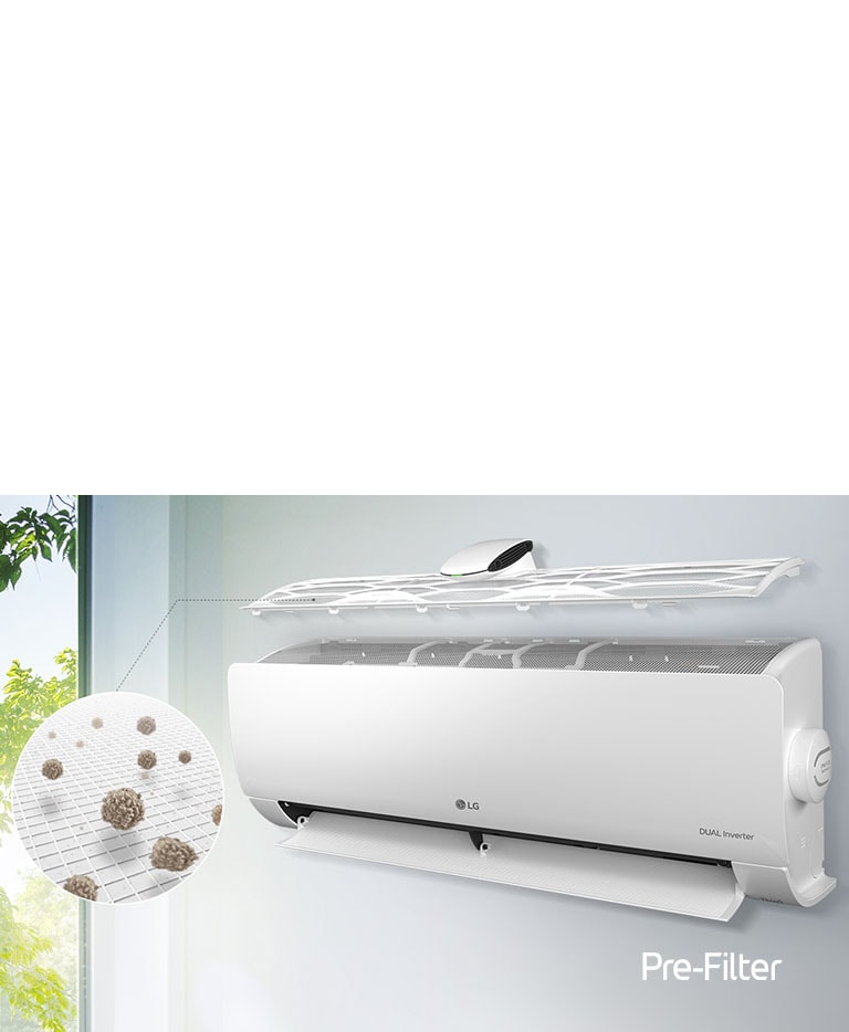 Кондиционер LG AP09RK UV Nano не пропускает крупные частицы пыли