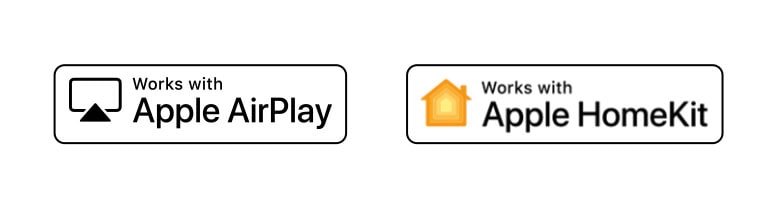 Изображение логотипов Apple Airplay и Apple HomeKit, с которыми совместима платформа ThinQ AI.