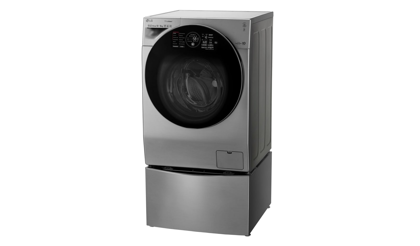 LG Стиральная машина LG TwinWash с двойной загрузкой, 12/8+2 кг, Стирка и Сушка, TrueSteam, TurboWash, FH6G1BCH6N