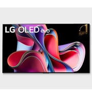 Вид спереди с LG OLED evo, эмблемой «OLED №1 в мире на протяжении 10 лет» и саундбаром снизу. 