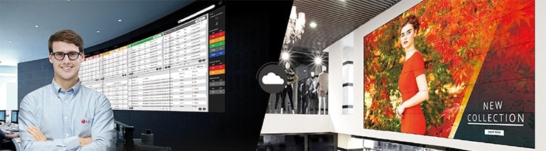L’employé de LG surveille à distance le VM5J-H installé ailleurs en utilisant la solution de surveillance LG basée sur le cloud.