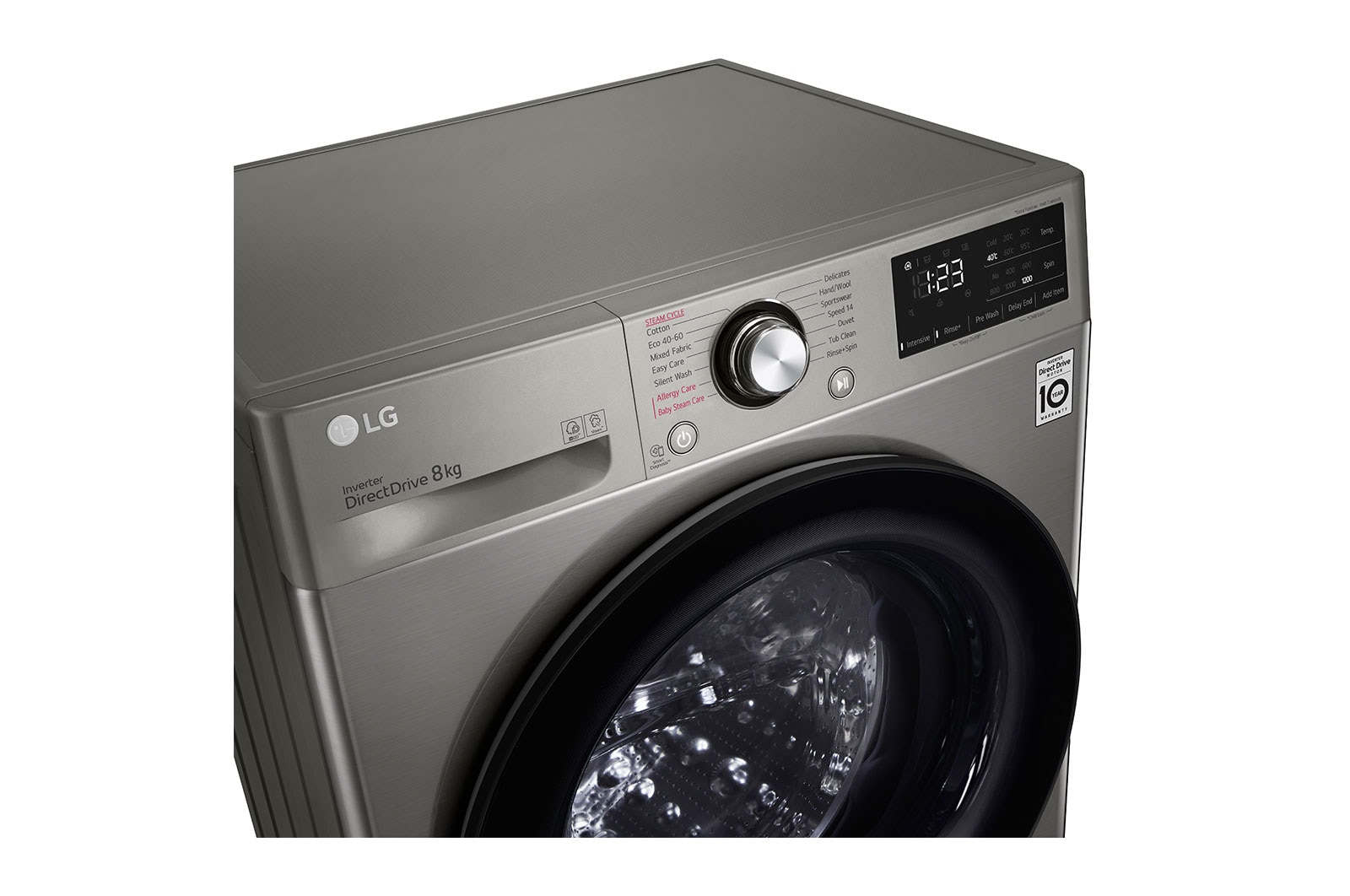 LG Lave-linge 8 KG - 68L | 6 Motion Direct Drive™ | Moteur Direct Drive™ garanti 10 ans | AI DD™ | Steam | 52/71dB | A, F2V3PYPKP