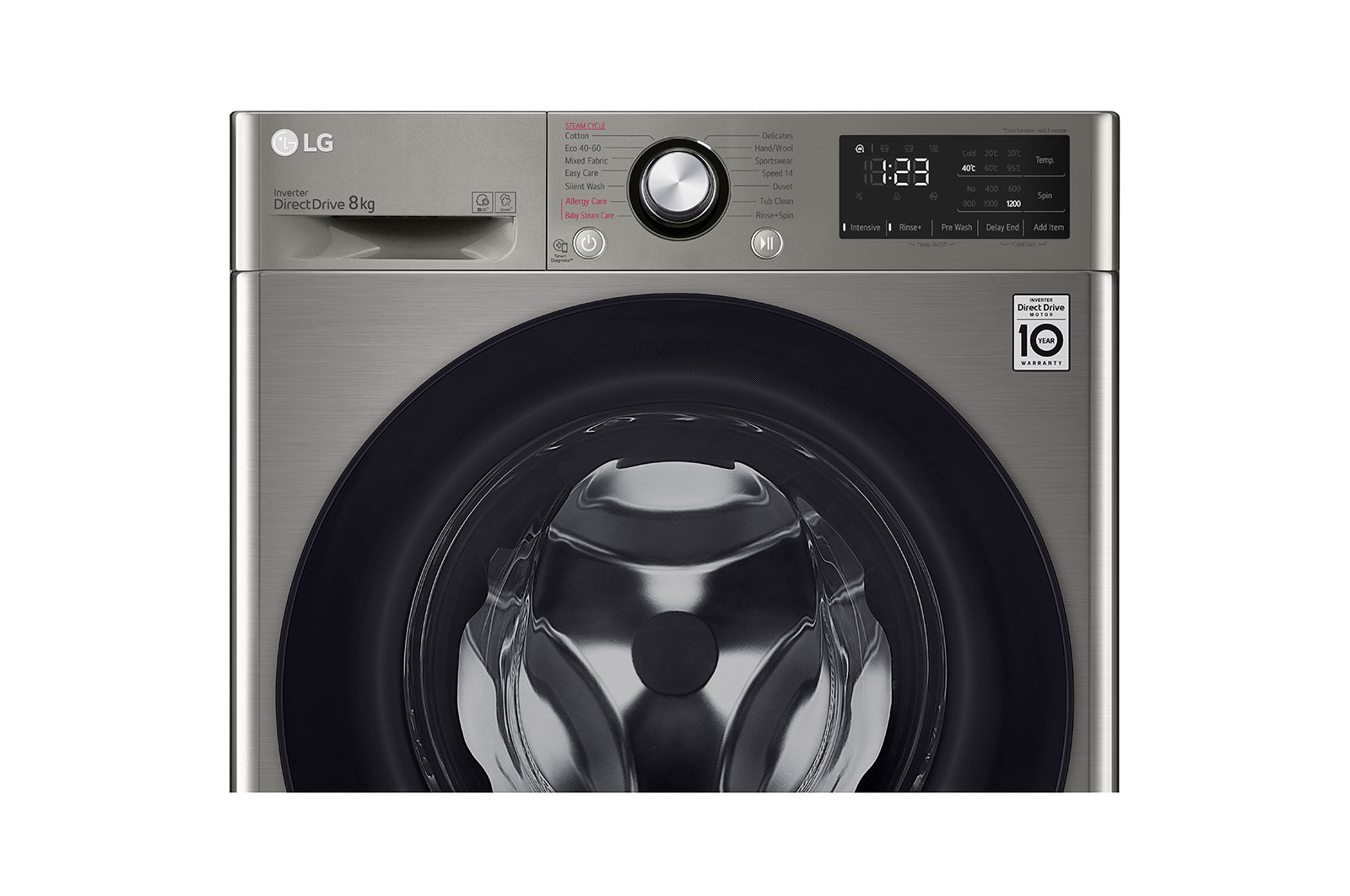 LG Lave-linge 8 KG - 68L | 6 Motion Direct Drive™ | Moteur Direct Drive™ garanti 10 ans | AI DD™ | Steam | 52/71dB | A, F2V3PYPKP