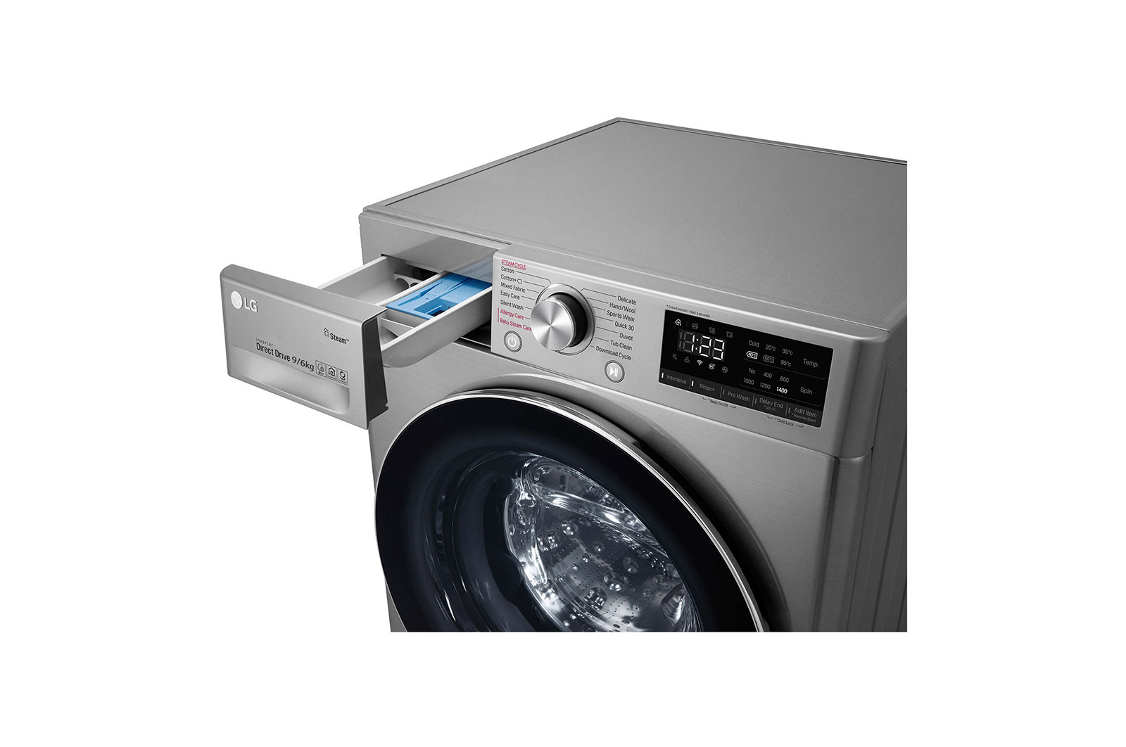 LG Lave-linge à chargement frontal | 9 / 6 Kg | Capacité plus grande | AI DD | Steam | ThinQ, F4V5VGP2T