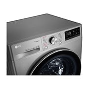 LG Lave-linge de 9 kg à chargement frontal, AI Direct Drive Motor, vapeur, couleur argent, F4V5VYP2T