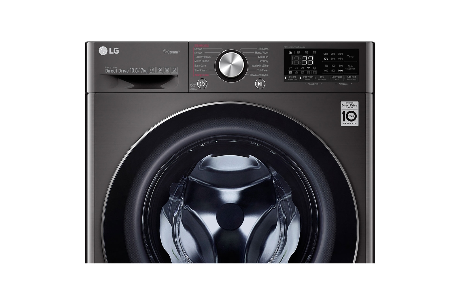 LG Lavante-séchante 10.5/7 KG - 68L | 6 Motion Direct Drive™ | Moteur Direct Drive™ garanti 10 ans | TurboWash™ 360 | AIDD™ | Steam+™ | 48/71dB | A, F4V9RCP2E