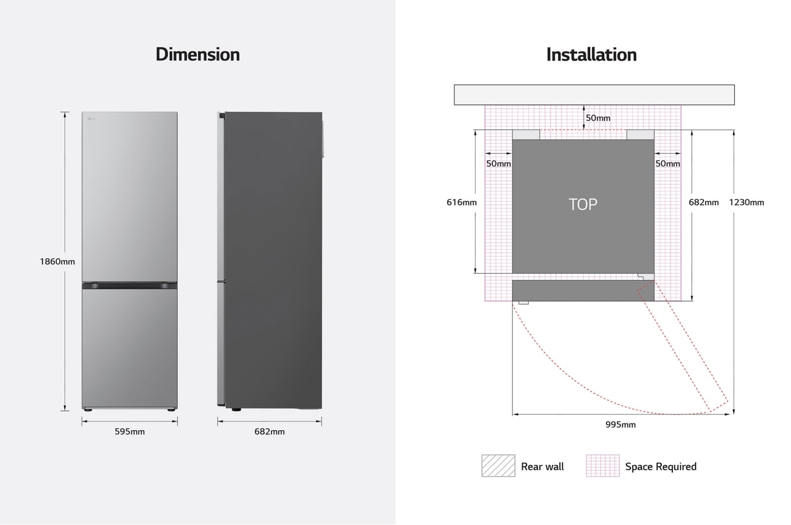 LG Réfrigérateur 341L I Combine I Compresseur Smart Inverter, GR-B489FMGW