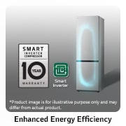 LG Réfrigérateur 341L I Combine I Compresseur Smart Inverter, GR-B489FMGW