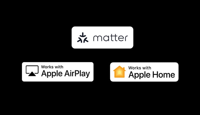 Logo Alexa intégré Logo Works with Apple AirPlay Logo Works with Apple Home