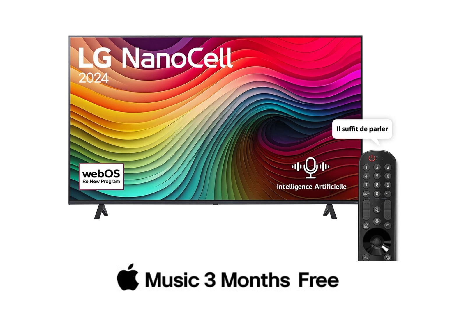 LG Smart TV  LG NanoCell NANO80 4K, 50 pouces, Télécommande Magique IA HDR10 webOS24 2024, 50NANO80T6A