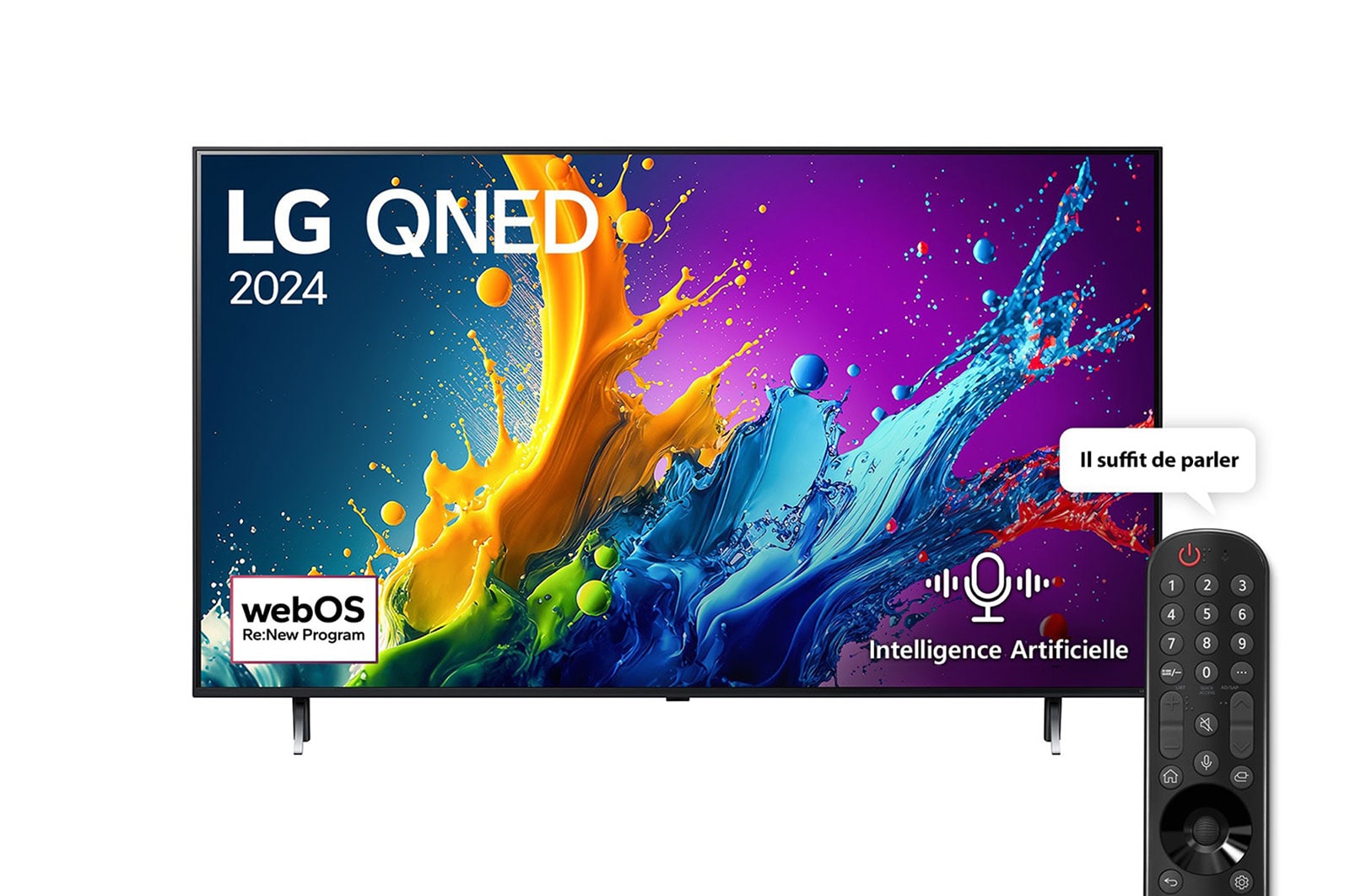 LG Smart TV  LG QNED QNED80 4K, 75 pouces, Télécommande Magique IA HDR10 webOS24 2024, 75QNED80T6B