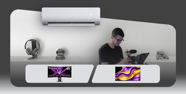 Imagen que muestra a una persona y electrodomésticos LG.