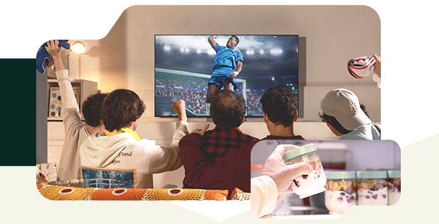 Imagen que muestra a una persona y electrodomésticos LG.