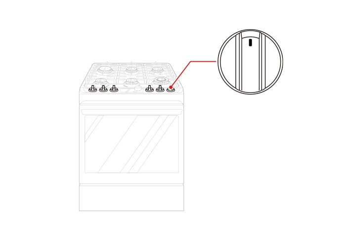 La perilla está en la parte frontal de la placa de cocción